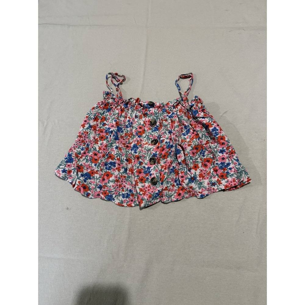 American Eagle‎ Cropped Flowy Boho Festival Blouse Button Front Women's Size S
